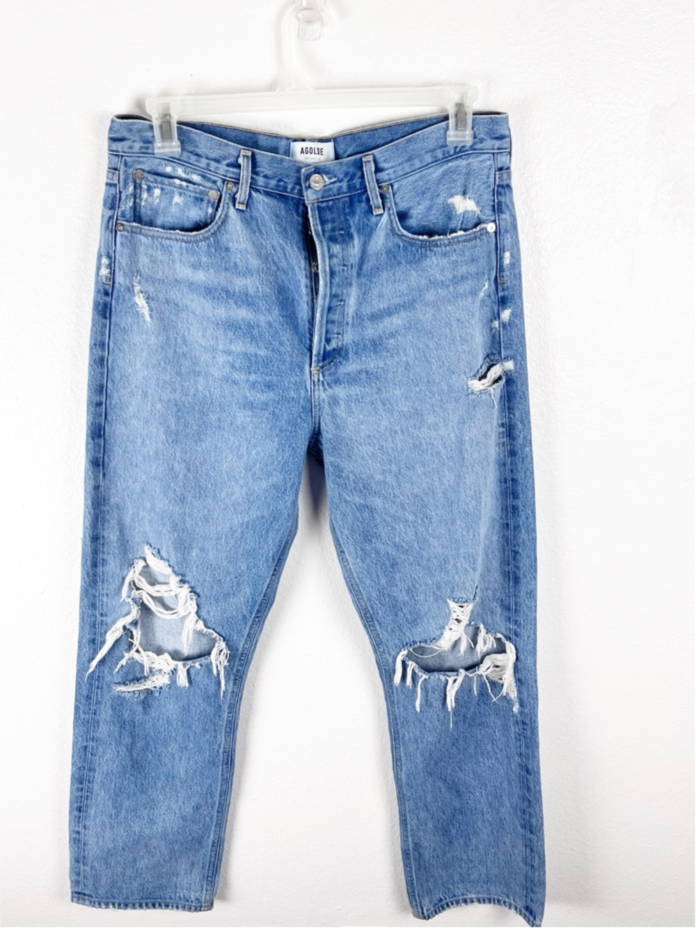 AGOLDE 100% Cotton Blue High Rise Ripped Distressed 90's Loose Fit Denim Jean 30